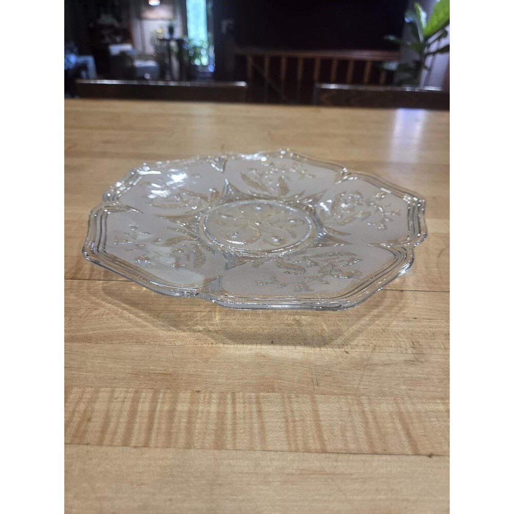 Vintage Anchor Hocking Savannah Rose Glass Platter 11 inch